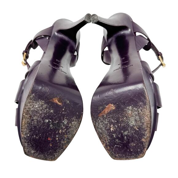 Saint Laurent YSL Tribute 135 Plum Purple Platform Strap Heels Sandals size 40 - Picture 6 of 15